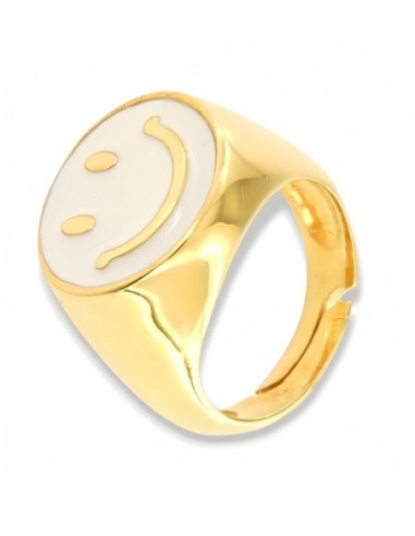 Anello Argento Dorato Chevalier Smile Bianco [6b675e59]