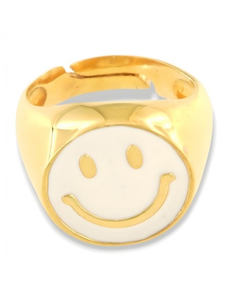 Anello Argento Dorato Chevalier Smile Bianco [055cdc50]
