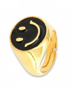 Anello Argento Dorato Chevalier Smile Nero [bf26bfb0]