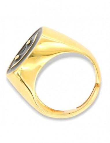 Anello Argento Dorato Chevalier Smile Nero [60129fc1]