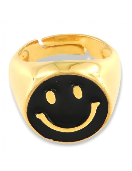 Anello Argento Dorato Chevalier Smile Nero [b934dccc]