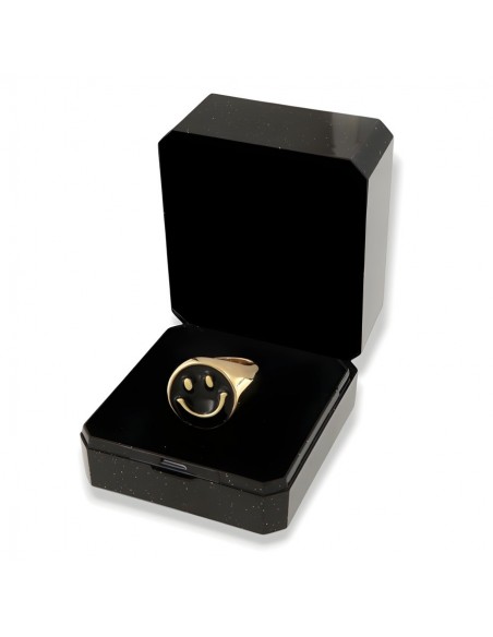 Anello Argento Dorato Chevalier Smile Nero [0e291dc8]