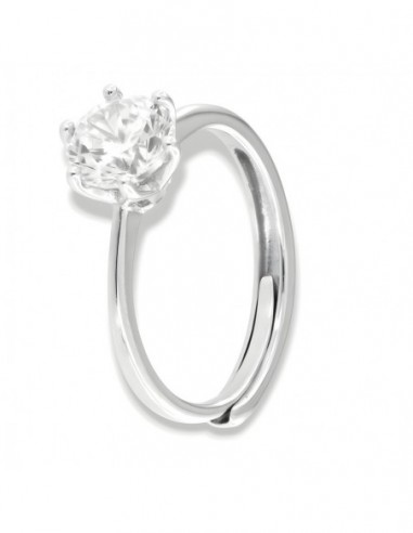 Anello Argento Rodiato Solitario Zircone 7MM [276b215a]