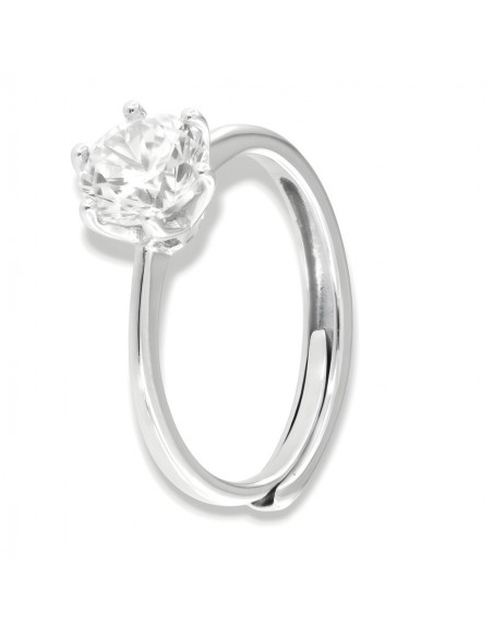 Anello Argento Rodiato Solitario Zircone 7MM [276b215a]