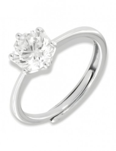 Anello Argento Rodiato Solitario Zircone 7MM [e99bc146]