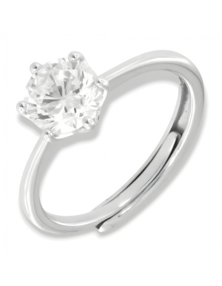 Anello Argento Rodiato Solitario Zircone 7MM [e99bc146]
