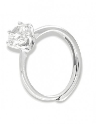 Anello Argento Rodiato Solitario Zircone 7MM [eccb8658]