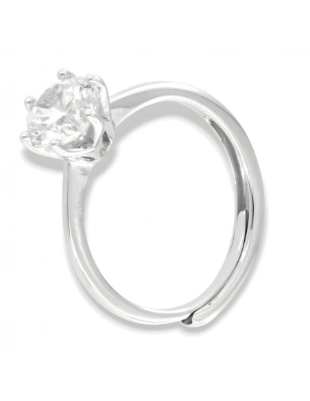Anello Argento Rodiato Solitario Zircone 7MM [eccb8658]
