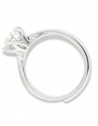 Anello Argento Rodiato Solitario Zircone 7MM [5bd6475c]