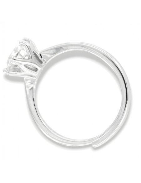 Anello Argento Rodiato Solitario Zircone 7MM [5bd6475c]
