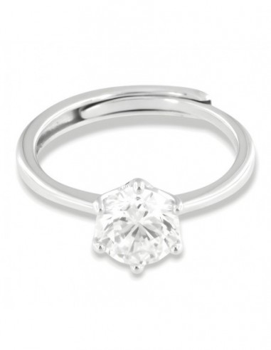 Anello Argento Rodiato Solitario Zircone 7MM [82f00451]