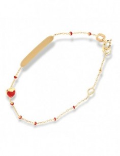 Bracciale Oro Giallo Neonato Sfere Rosse Cuore Rosso [e86f75a7]