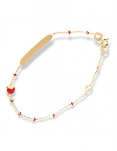 Bracciale Oro Giallo Neonato Sfere Rosse Cuore Rosso [e86f75a7]