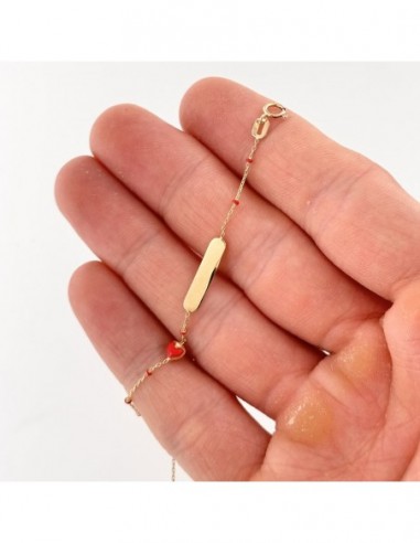 Bracciale Oro Giallo Neonato Sfere Rosse Cuore Rosso [43e111c3]