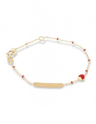 Bracciale Oro Giallo Neonato Sfere Rosse Cuore Rosso [f1ac97d9]