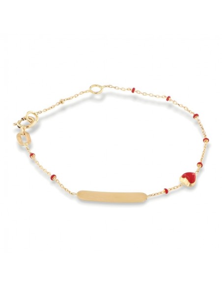 Bracciale Oro Giallo Neonato Sfere Rosse Cuore Rosso [f1ac97d9]
