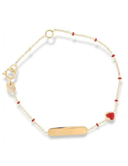 Bracciale Oro Giallo Neonato Sfere Rosse Cuore Rosso [46b156dd]