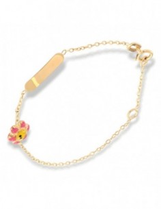 Bracciale Oro Giallo Neonato Piastra Fiore Colorato [b5f3d0f2]