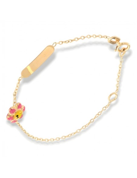 Bracciale Oro Giallo Neonato Piastra Fiore Colorato [b5f3d0f2]