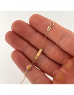 Bracciale Oro Giallo Neonato Piastra Fiore Colorato [b5f3d0f2] 2