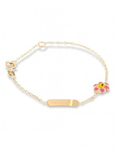 Bracciale Oro Giallo Neonato Piastra Fiore Colorato [be860a65]