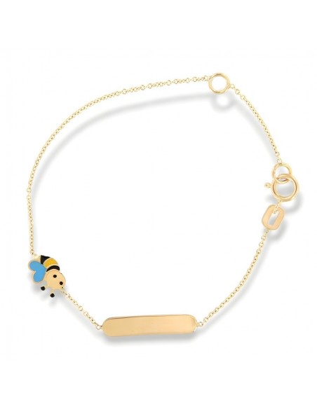 Bracciale Oro Giallo Neonato Piastra Ape Celeste [8e371360]