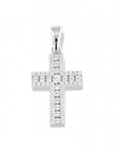 Ciondolo Argento Rodiato Croce Zirconi Bianchi [049c848c]