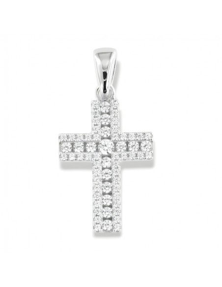 Ciondolo Argento Rodiato Croce Zirconi Bianchi [049c848c]