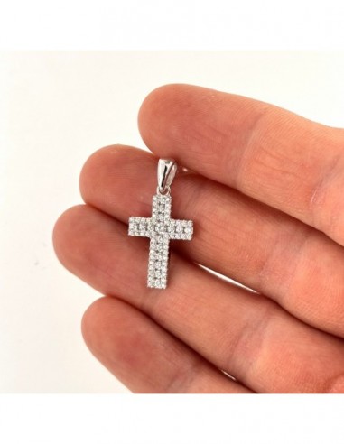 Ciondolo Argento Rodiato Croce Zirconi Bianchi [5a2b8465]