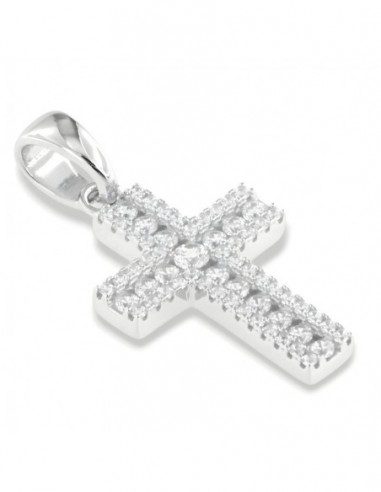 Ciondolo Argento Rodiato Croce Zirconi Bianchi [ed364561]