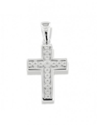 Ciondolo Argento Rodiato Croce Zirconi Bianchi [e866027f]