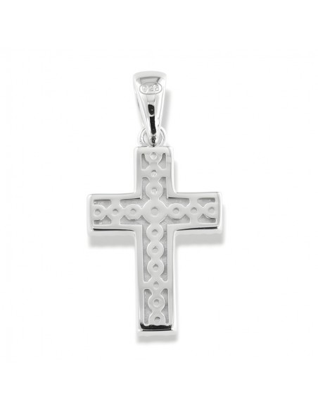 Ciondolo Argento Rodiato Croce Zirconi Bianchi [e866027f]