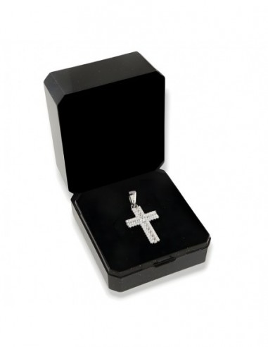 Ciondolo Argento Rodiato Croce Zirconi Bianchi [5f7bc37b]