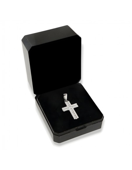 Ciondolo Argento Rodiato Croce Zirconi Bianchi [5f7bc37b]
