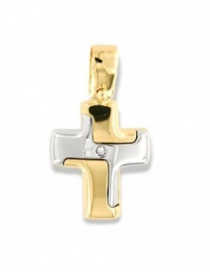 Ciondolo Oro Giallo Croce Diamante Centrale 0,01 Oro Bianco [32188553]