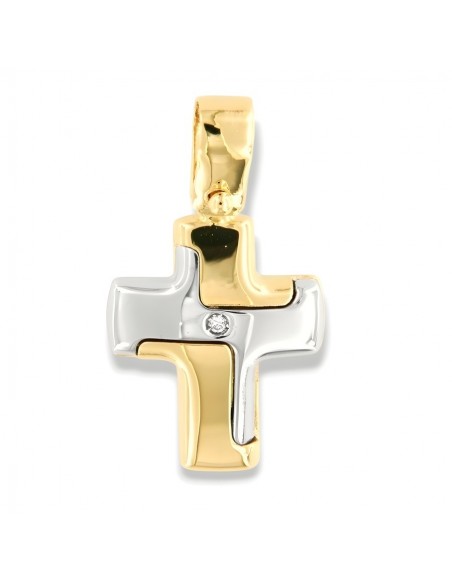 Ciondolo Oro Giallo Croce Diamante Centrale 0,01 Oro Bianco [32188553]
