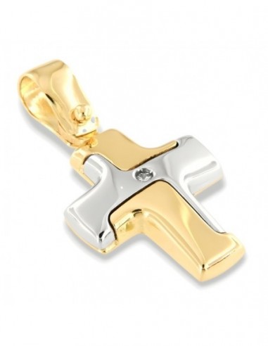 Ciondolo Oro Giallo Croce Diamante Centrale 0,01 Oro Bianco [b539ae8f]
