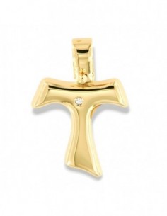 Ciondolo Oro Giallo Croce Diamante Centrale 0,01Ct [61a0988b]
