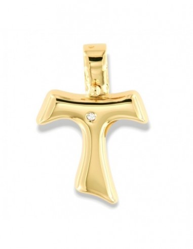 Ciondolo Oro Giallo Croce Diamante Centrale 0,01Ct [61a0988b]