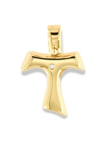 Ciondolo Oro Giallo Croce Diamante Centrale 0,01Ct [61a0988b]