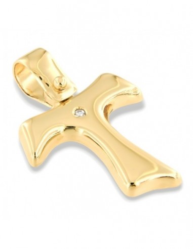 Ciondolo Oro Giallo Croce Diamante Centrale 0,01Ct [8308f213]