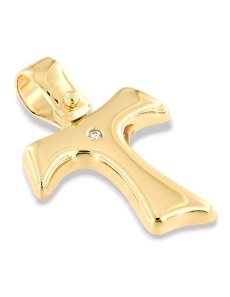 Ciondolo Oro Giallo Croce Diamante Centrale 0,01Ct [8308f213]