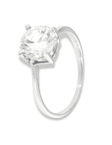 Anello Argento Rodiato Solitario Valentino Zircone 8MM [59f23491]