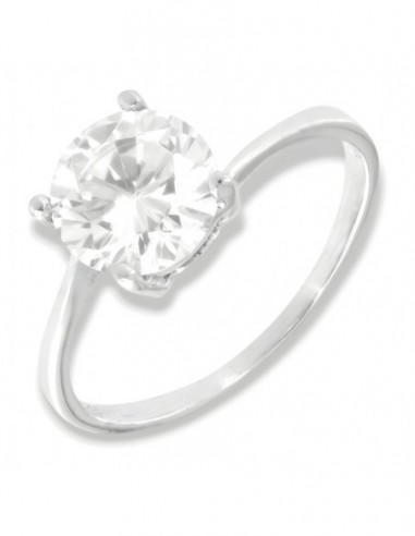 Anello Argento Rodiato Solitario Valentino Zircone 8MM [a78302bf]