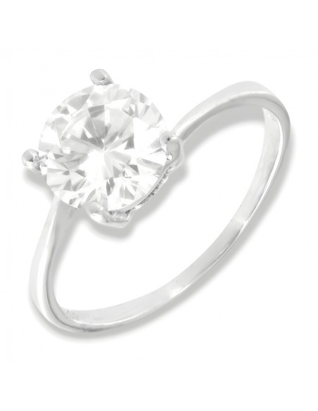 Anello Argento Rodiato Solitario Valentino Zircone 8MM [a78302bf]