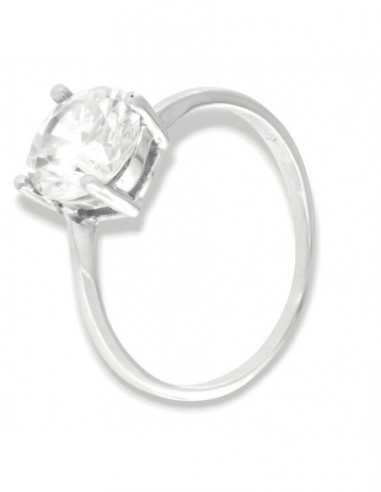 Anello Argento Rodiato Solitario Valentino Zircone 8MM [a2d345a1]