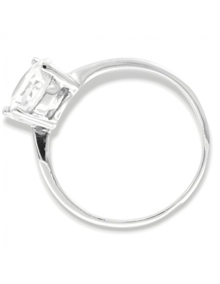 Anello Argento Rodiato Solitario Valentino Zircone 8MM [15ce84a5]