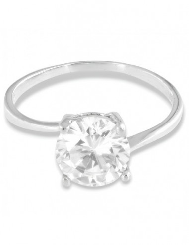 Anello Argento Rodiato Solitario Valentino Zircone 8MM [cce8c7a8]