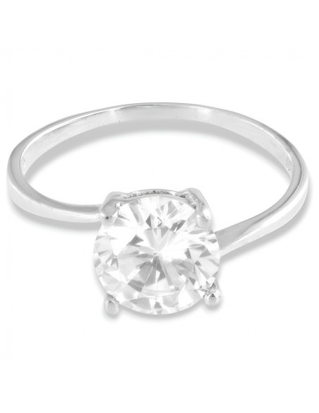 Anello Argento Rodiato Solitario Valentino Zircone 8MM [cce8c7a8]