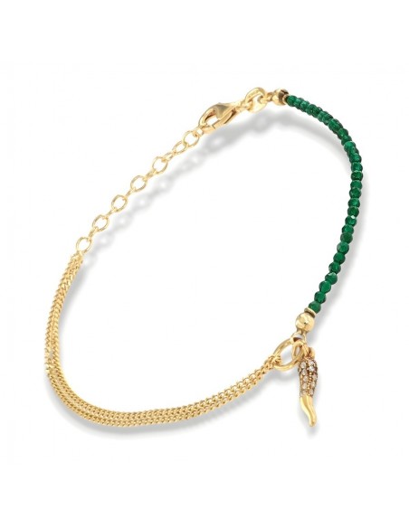 Bracciale Argento Dorato Sfere Verdi Corno [ad7e8c0a]